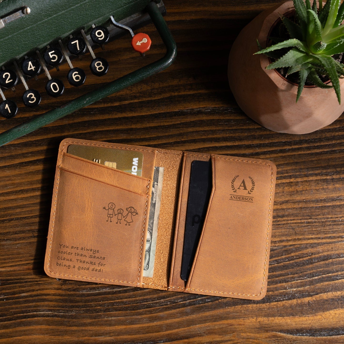 Personalized Minimalist Leather, Bifold Slim Wallet, Leather Card Holder, Distressed Leather Slim Bifold Wallet, Leather Cardholder