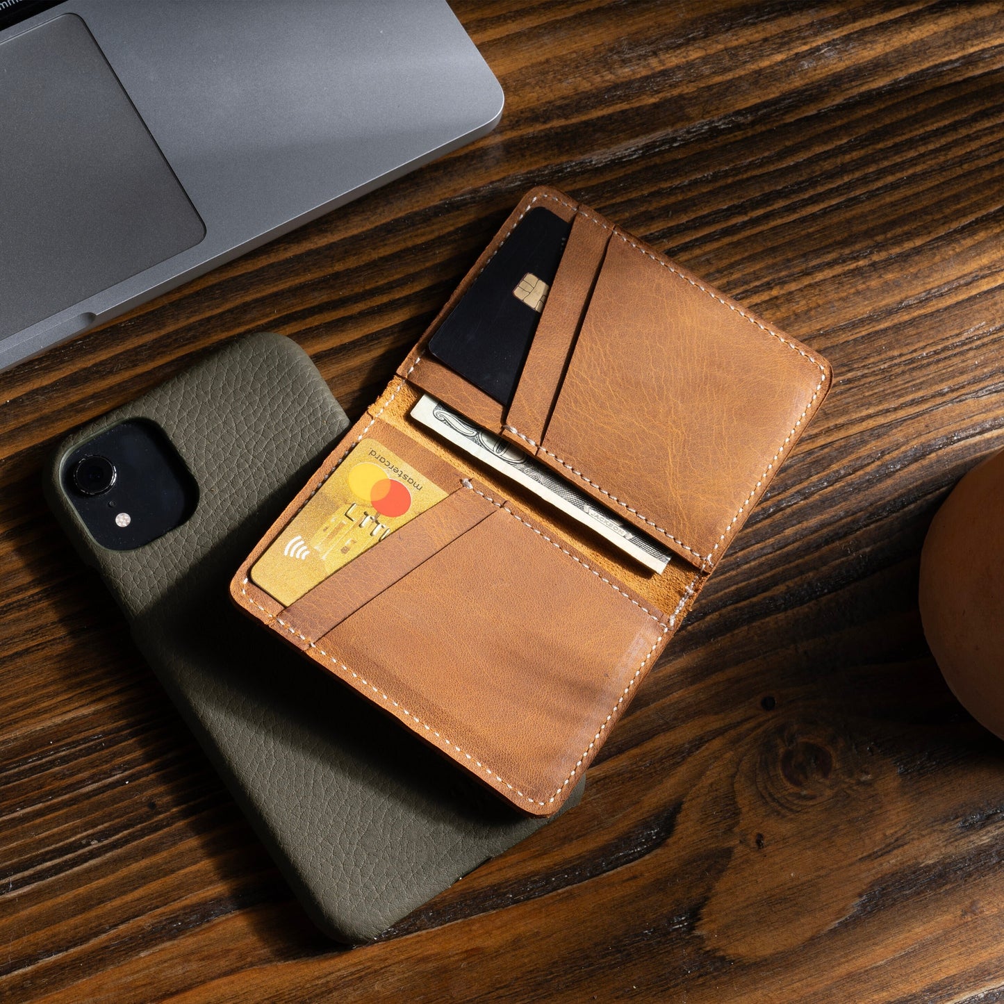 Personalized Minimalist Leather | Bifold Slim Wallet | Leather Card Holder | Anniversary Gift | Gift for him | Christmas Gift | Gift for Dad