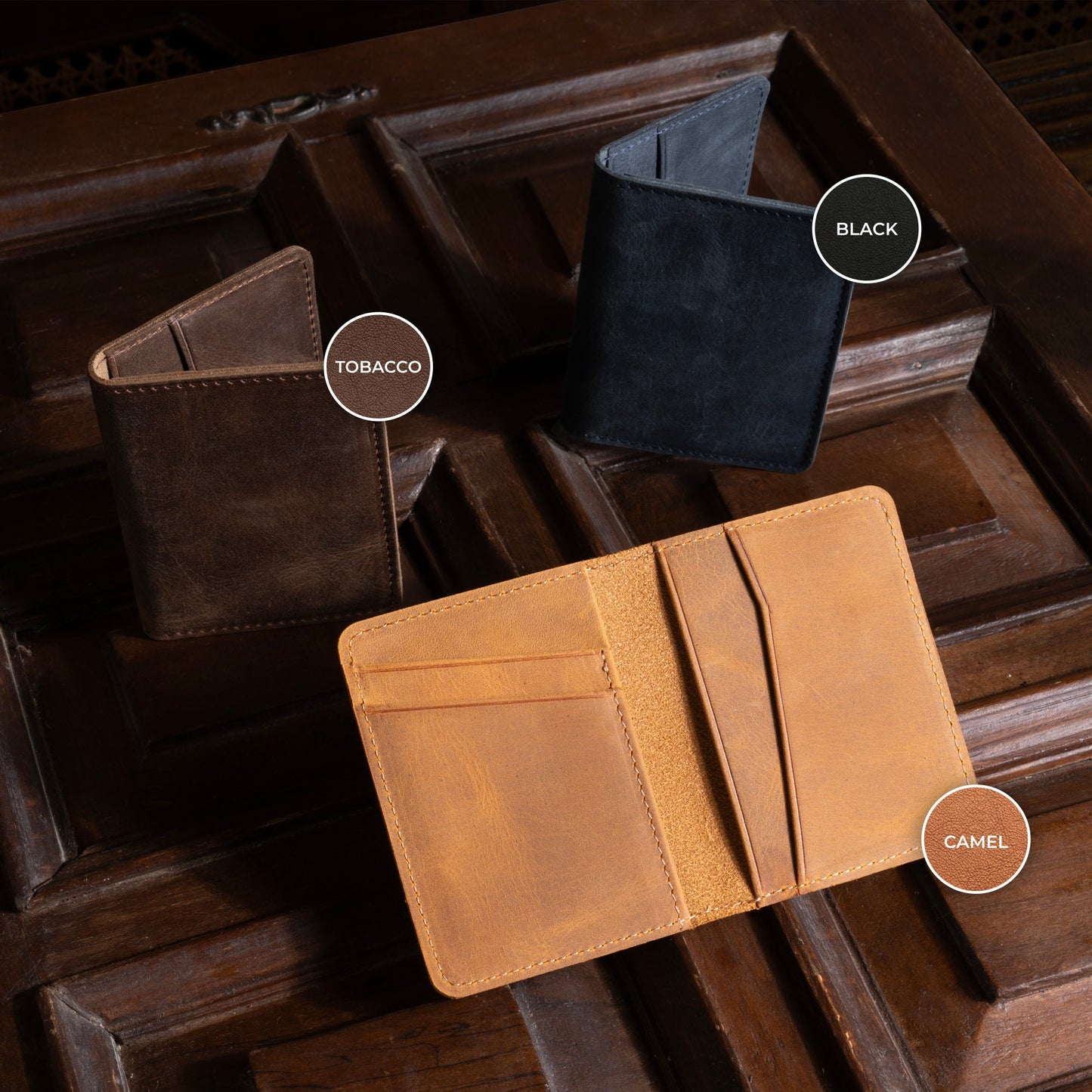 Personalized Minimalist Leather, Bifold Slim Wallet, Leather Card Holder, Distressed Leather Slim Bifold Wallet, Leather Cardholder