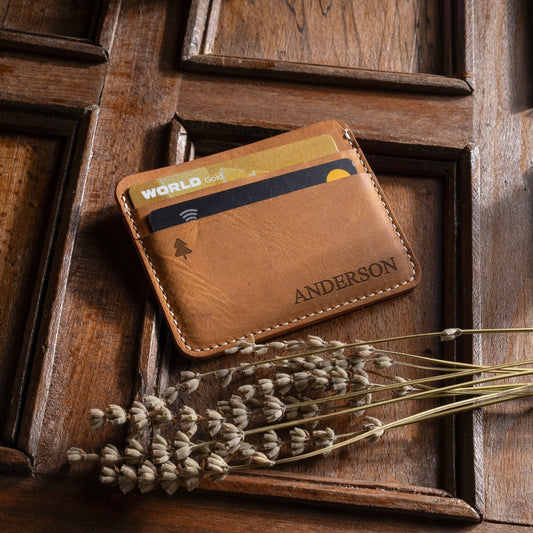 Minimalist Personalized Leather Card Holder Wallet, Leather Card Holder, Credit Card Holder, Slim Card Holder, Small Leather Card Wallet