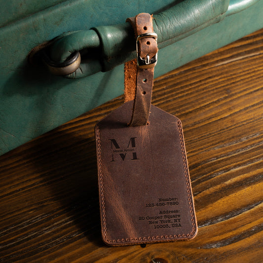 Personalized Leather Luggage Tags | Custom Leather Travel Tag | Traveler's Gift Tag | Wedding Favors | Luggage Tag | Handmade Leather Tag |