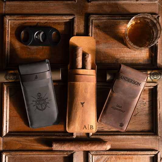 Personalized Leather Cigar Holder | Premium Leather Cigar Case | Christmas Gift | Gift for Him | Gift for Husband | Groomsmen Gift |