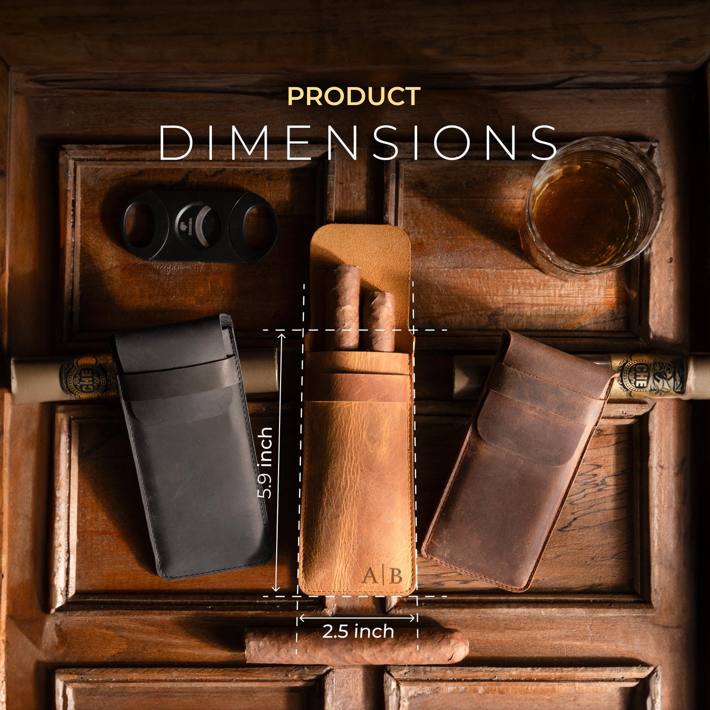 Personalized Leather Cigar Holder | Premium Leather Cigar Case | Christmas Gift | Gift for Him | Gift for Husband | Groomsmen Gift |